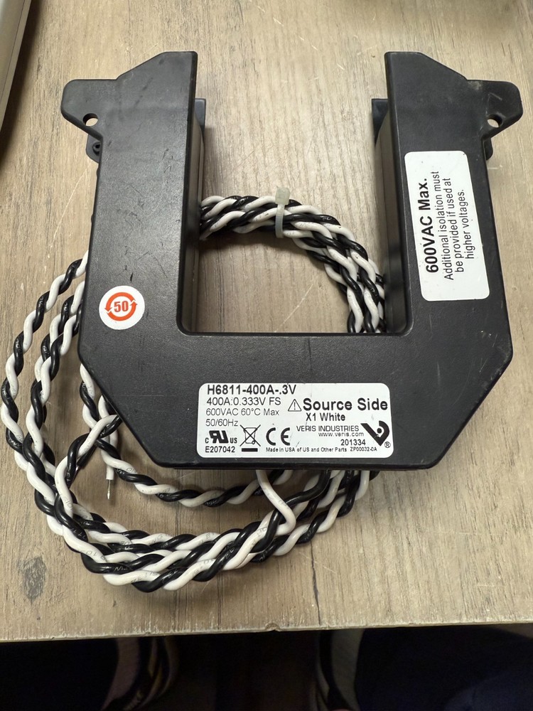 VERIS H6811-400A-3V split-core current transformer Missing top insert READ