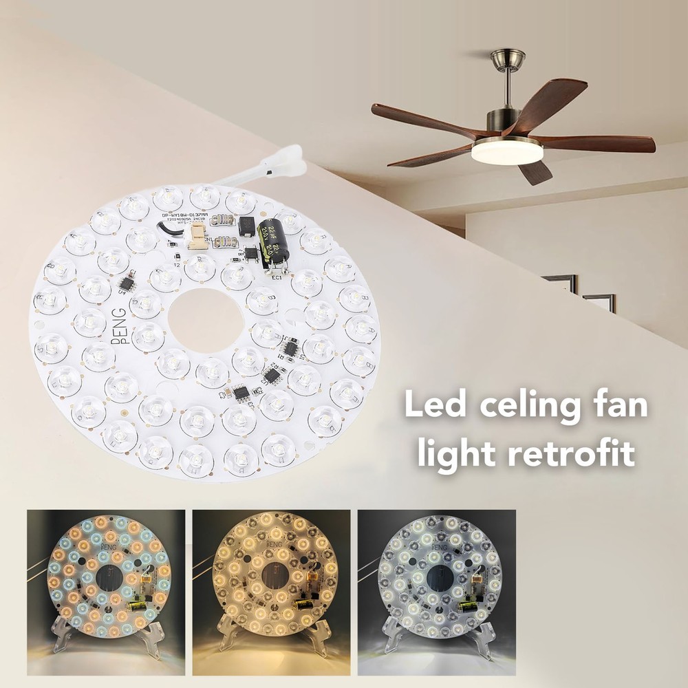 JY LED Ceiling Fan Light Board 3 Color Temperatures Dimmable Memory Function