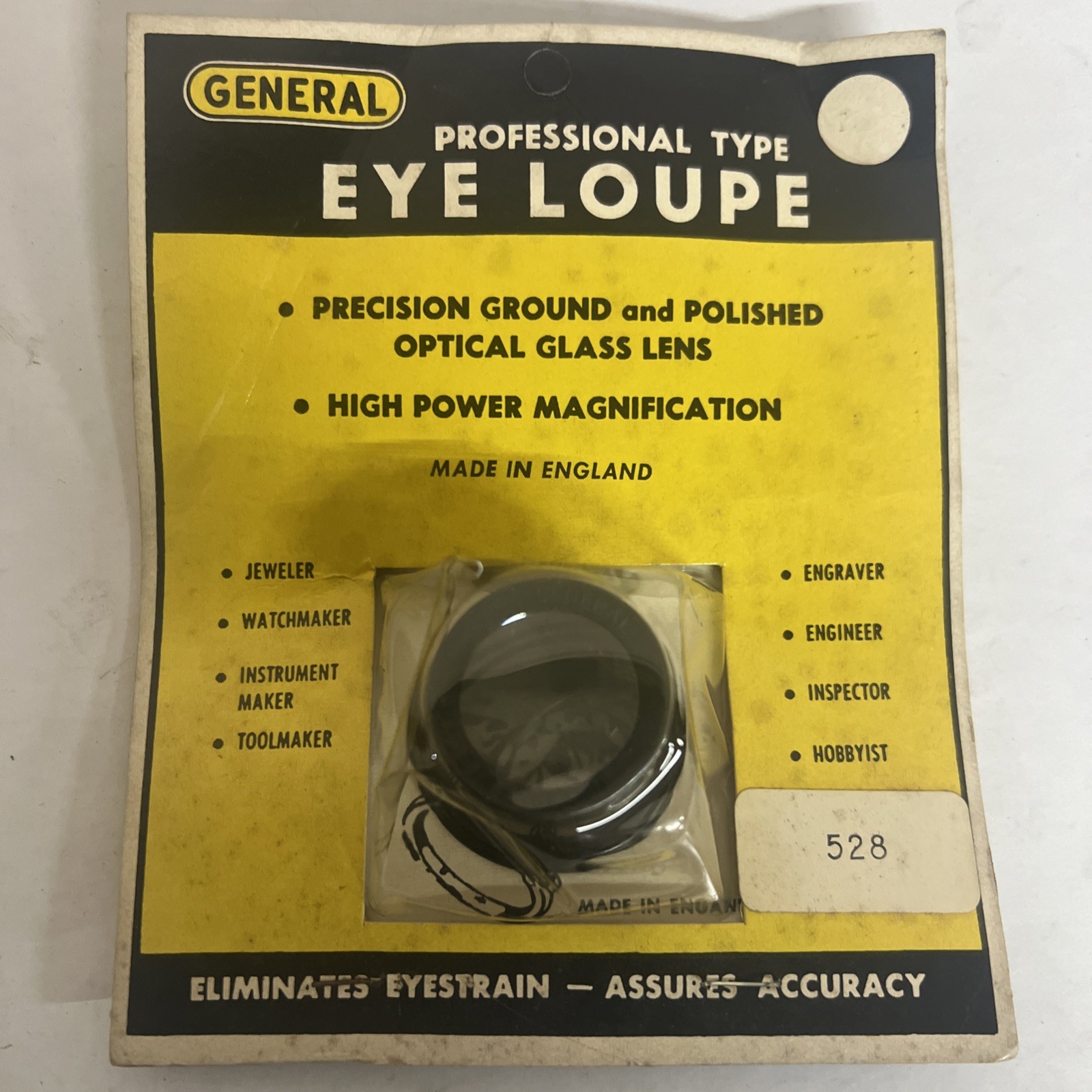 Vintage General 528 Professional Eye Loupe Made In England NOS New