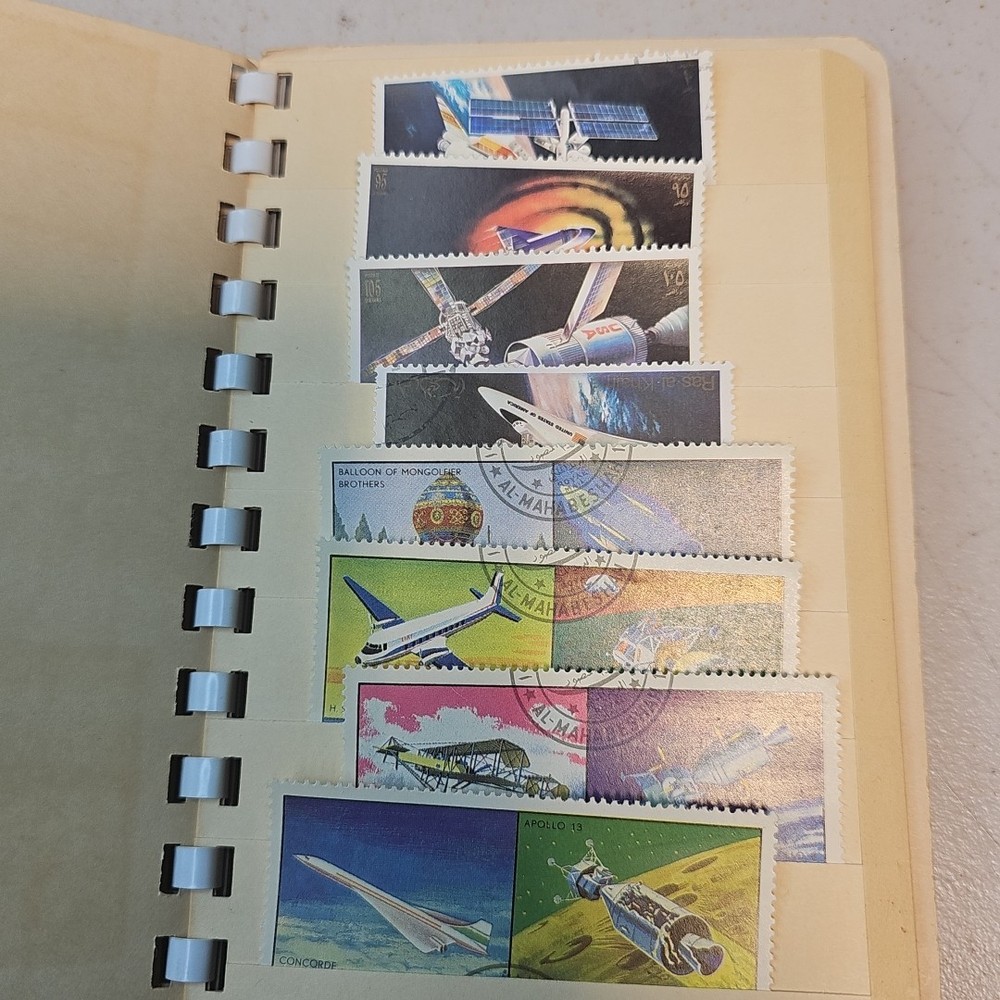 Vintage Pocket Stamp Stock Book WITH Approx. 30 Apollo Space Stamp