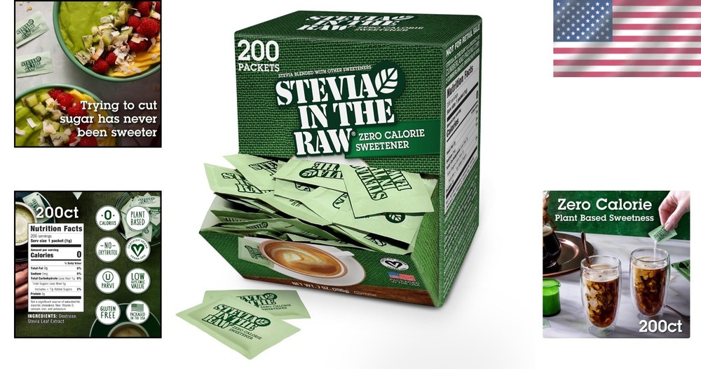 Pure & Natural Stevia Zero-Calorie Sweetener — 200 Packets