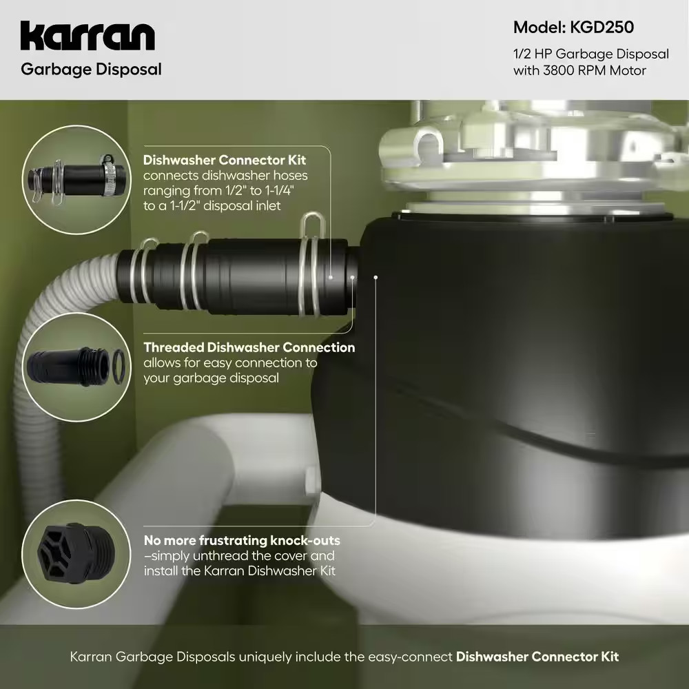 1/2 HP Continuous Feed Garbage Disposal with Power Cord