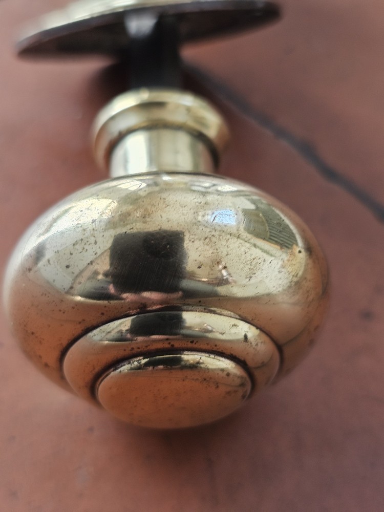 Antique excellent condition original brass rim lock door knobs