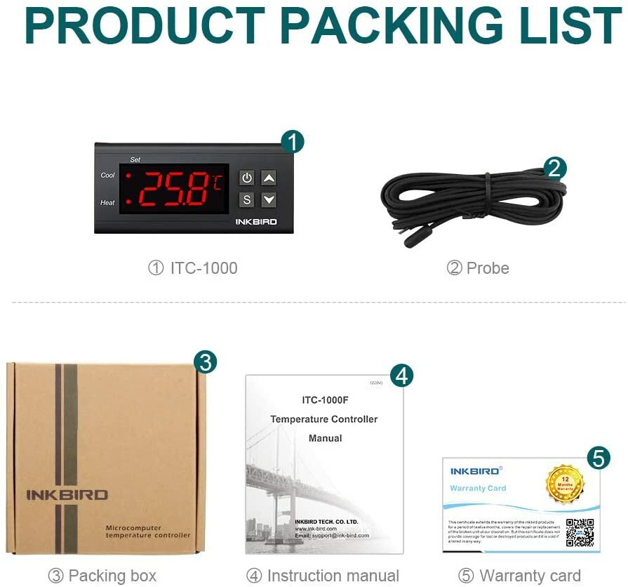 Digital Temperature Controller Thermostat ITC-1000 12V Fan Heater Control Cooler