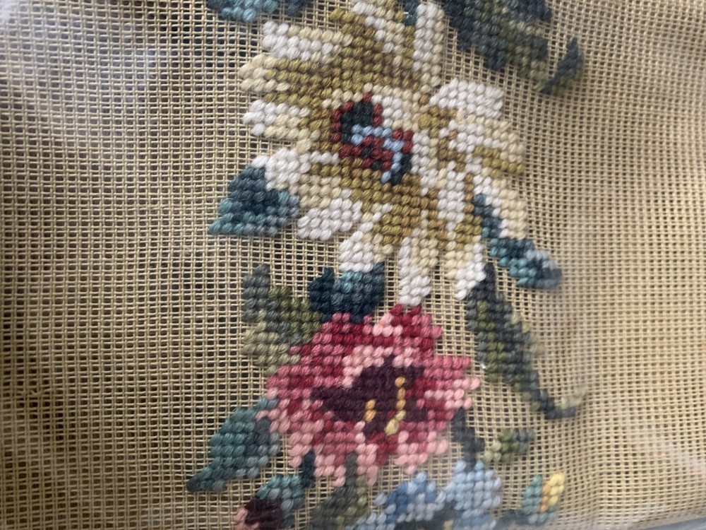 Preworked FLOWERS Bell Pull Table Runner Needlepoint Canvas 9" x 48" NEW