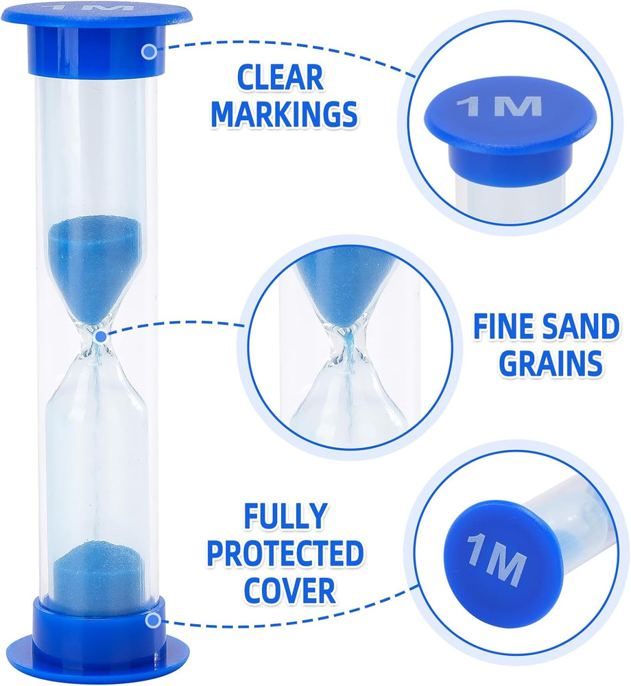 Plastic Sand Timer Sandglass Hourglass Sand Clock Timer 30 Sec, 1 Min, 2 Mins, 3