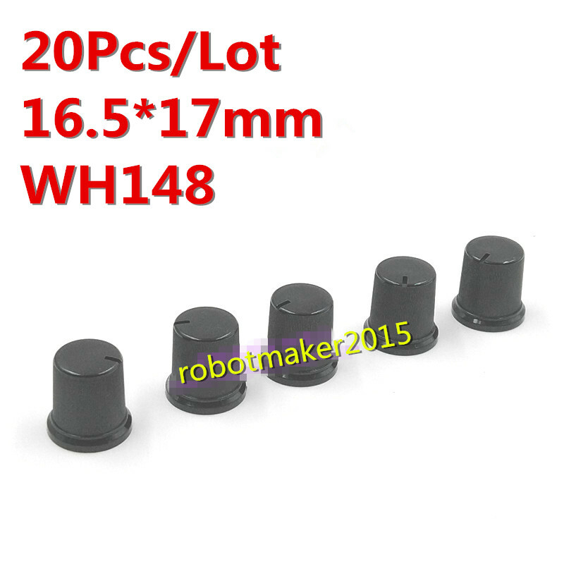 20Pcs 6mm Shaft Hole Plastic Threaded Knurled Potentiometer Knobs Cap WH148