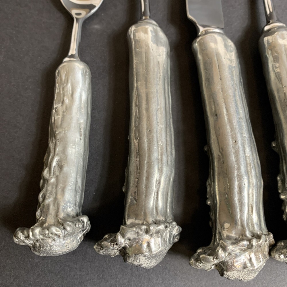 5 Piece Pewter Antler Flatware Place Setting