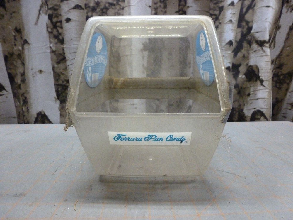 (D) VTG EMPTY Lemon Head Pan Ferrara Candy Counter Jar, Plastic Container