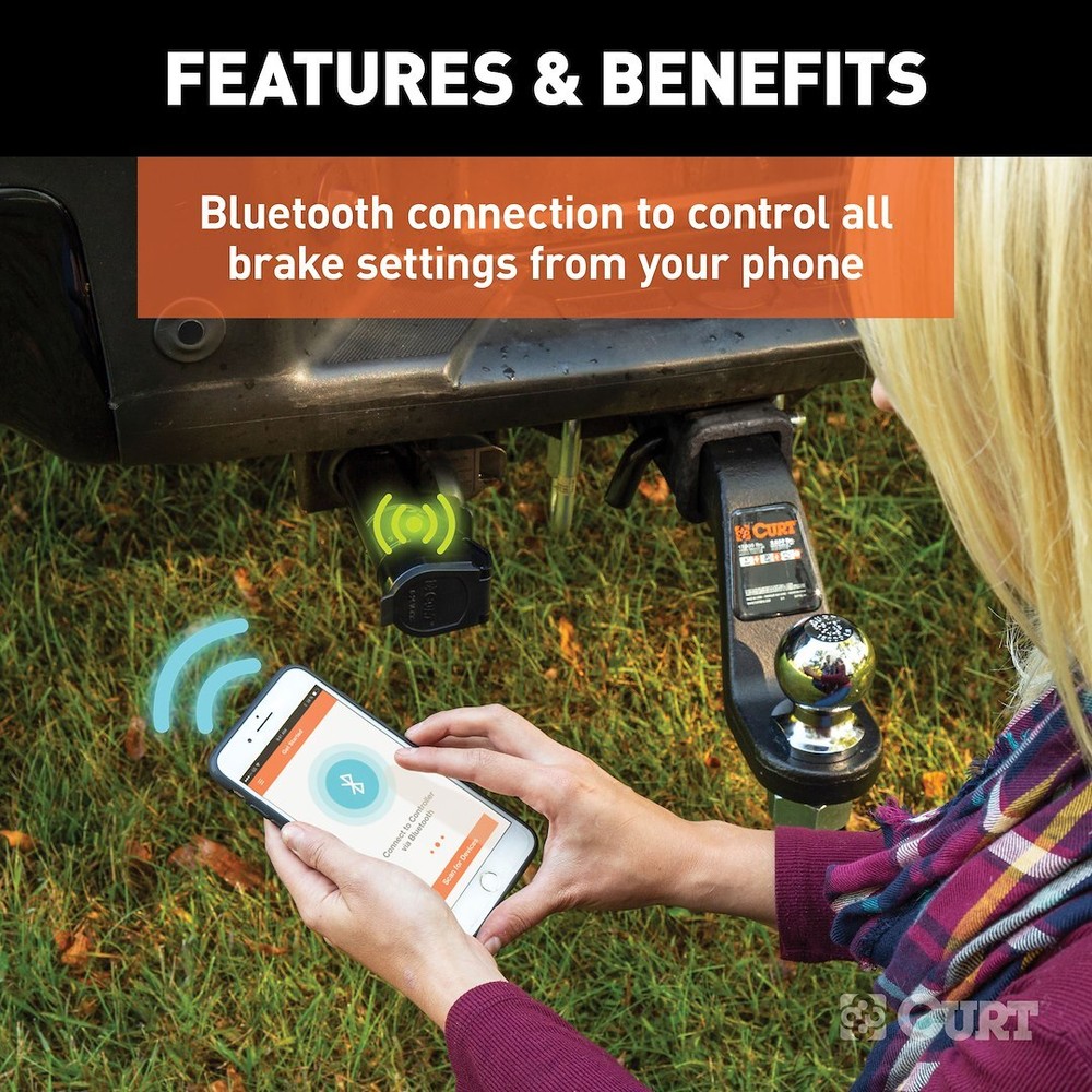 CURT 51180 Echo Mobile Electric Trailer Brake Controller with Bluetooth-Enabled