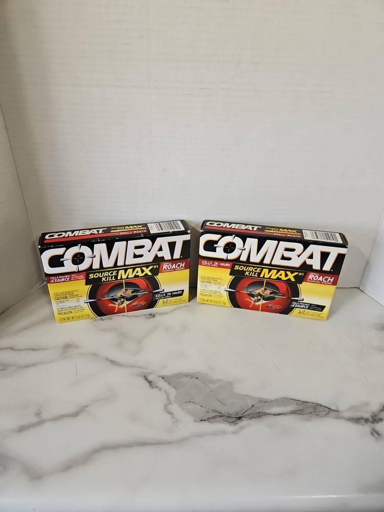 NEW! 2 Combat Source Kill Max Small Roach Killing Bait Stations 12 count Each