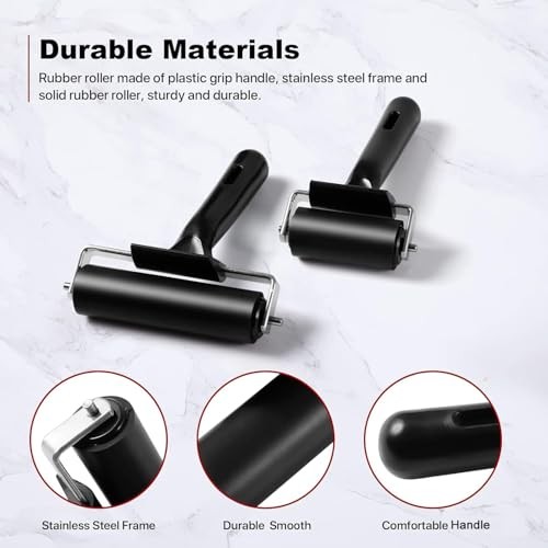 3 Pack Brayer Rollers for Crafting, Vinyl Rubber Roller Brayers, Printmaking