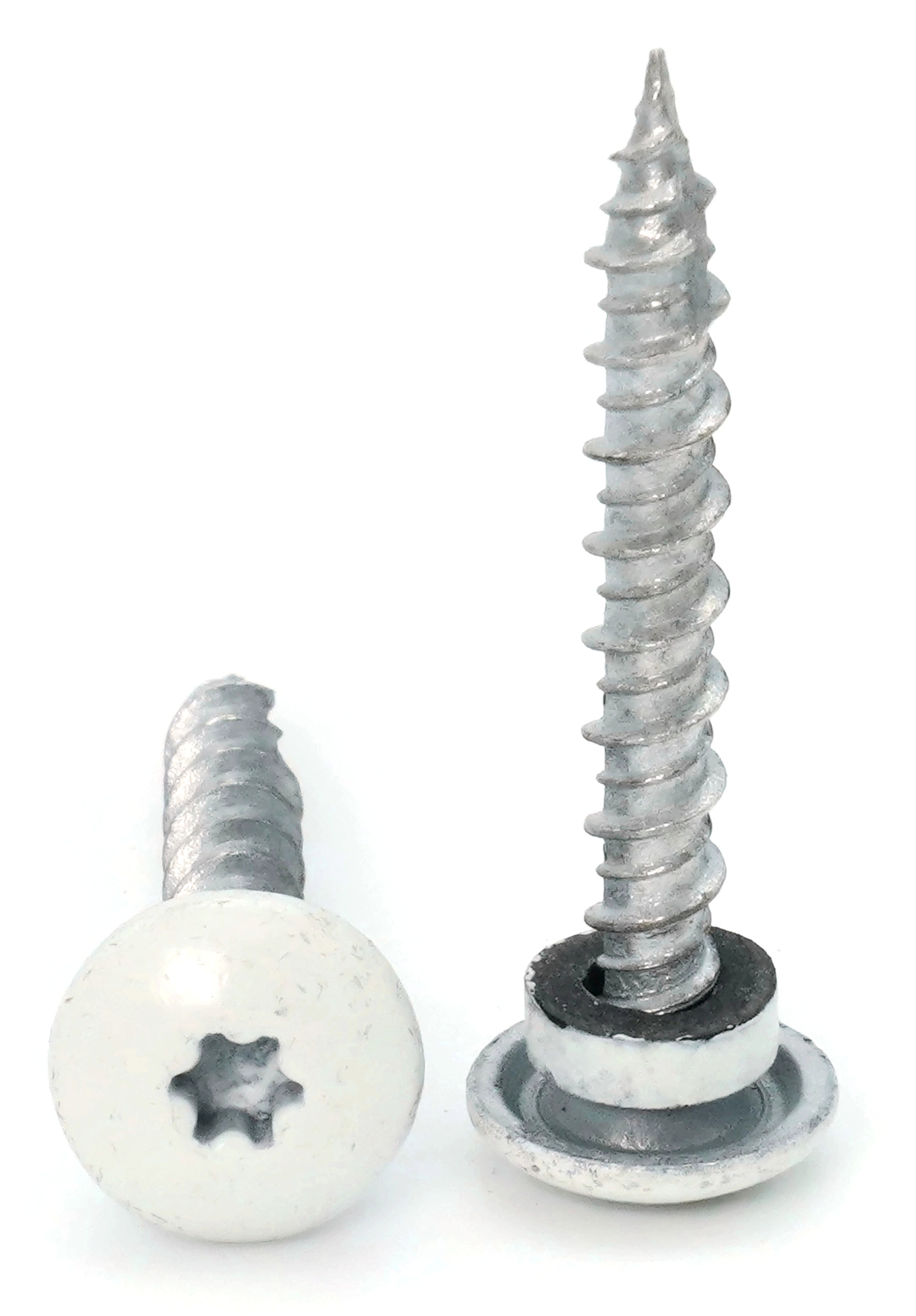 #10 Torx Low Profile Roofing Screws Mechanical Galvanized | White Finish
