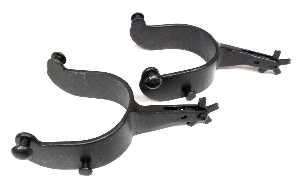 Bull Riding Spurs 22-1/2 Degree Offset Black Steel New from Eddy's Tack