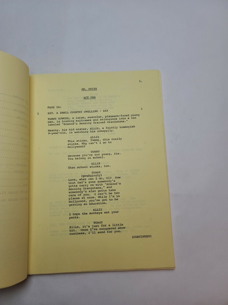 MR. SMITH / David Lloyd 1983 TV Script PILOT EPISODE, secret genius orangutan
