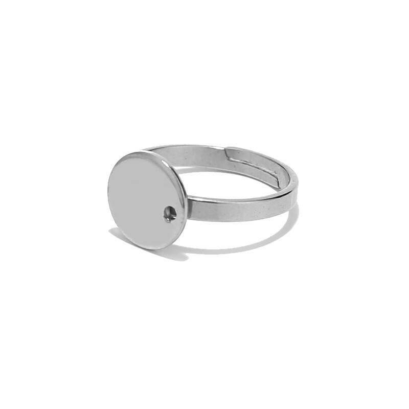 20pcs Gold/Silver Stainless Steel Round Flat Ring Base Adjustable Ring Settings