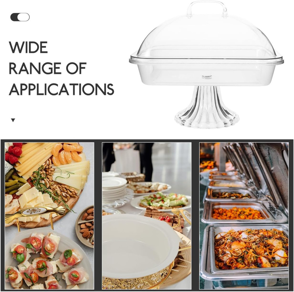 1 Set Clear Cake Stand with Lid Cake Stand with Acrylic Dome Rectangular Serving
