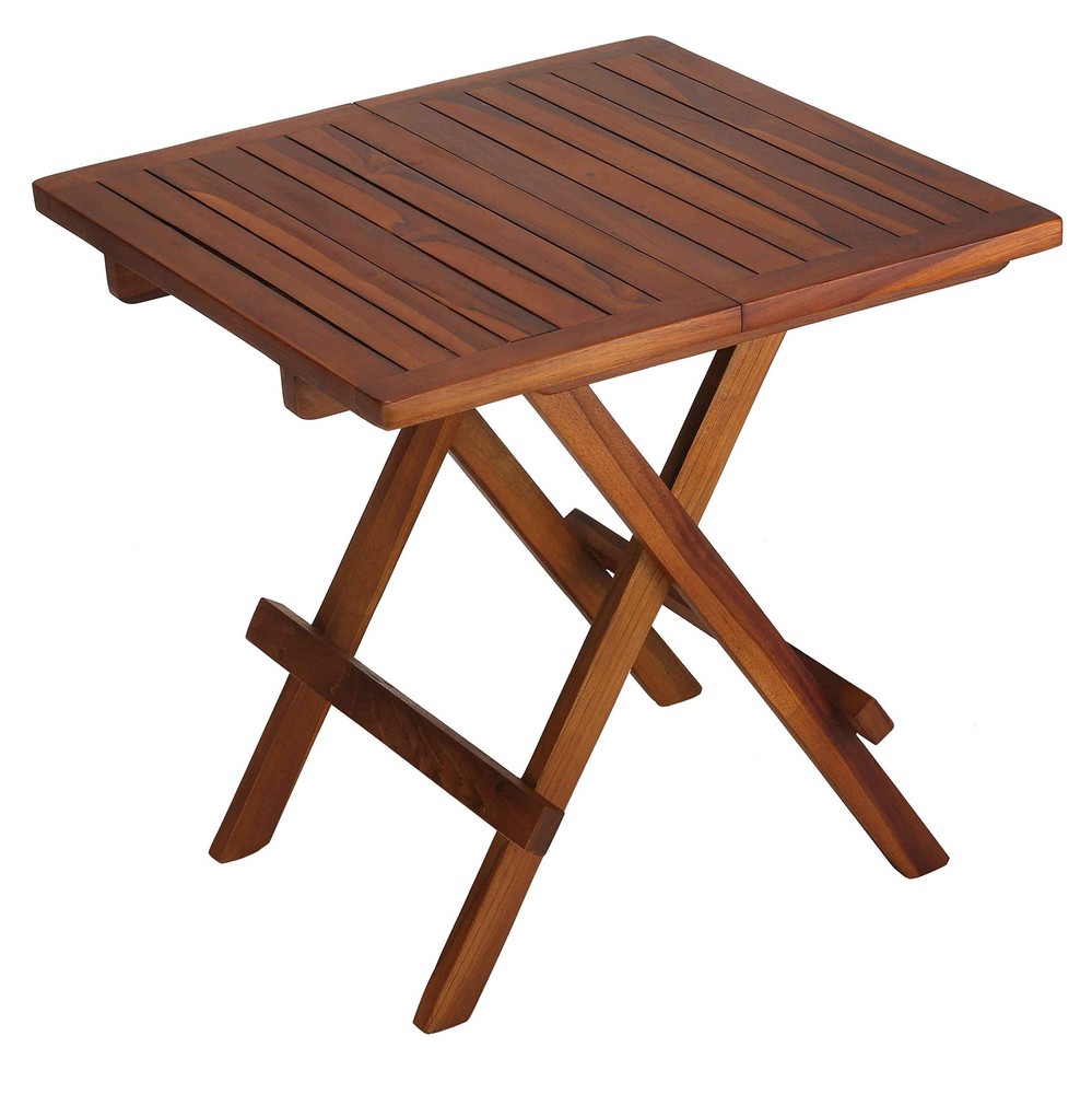 Ravinia Folding Teak Small Table, Oiled Finish Brown