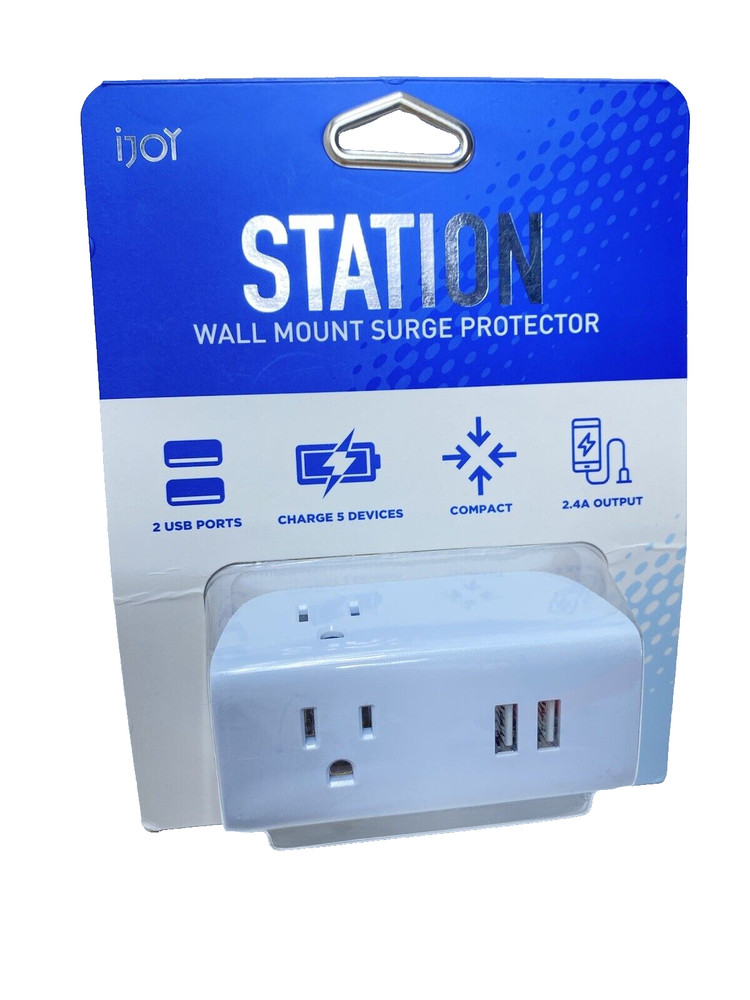 Wall Mount Surge Protector Outlet Extender - 2 USB Ports & Plugs, Convenient!