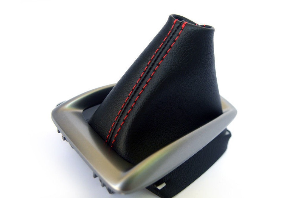Automatic Shift Boot Replacement Cover PVC Leather for Mazda 3 14-16 Red Stitch