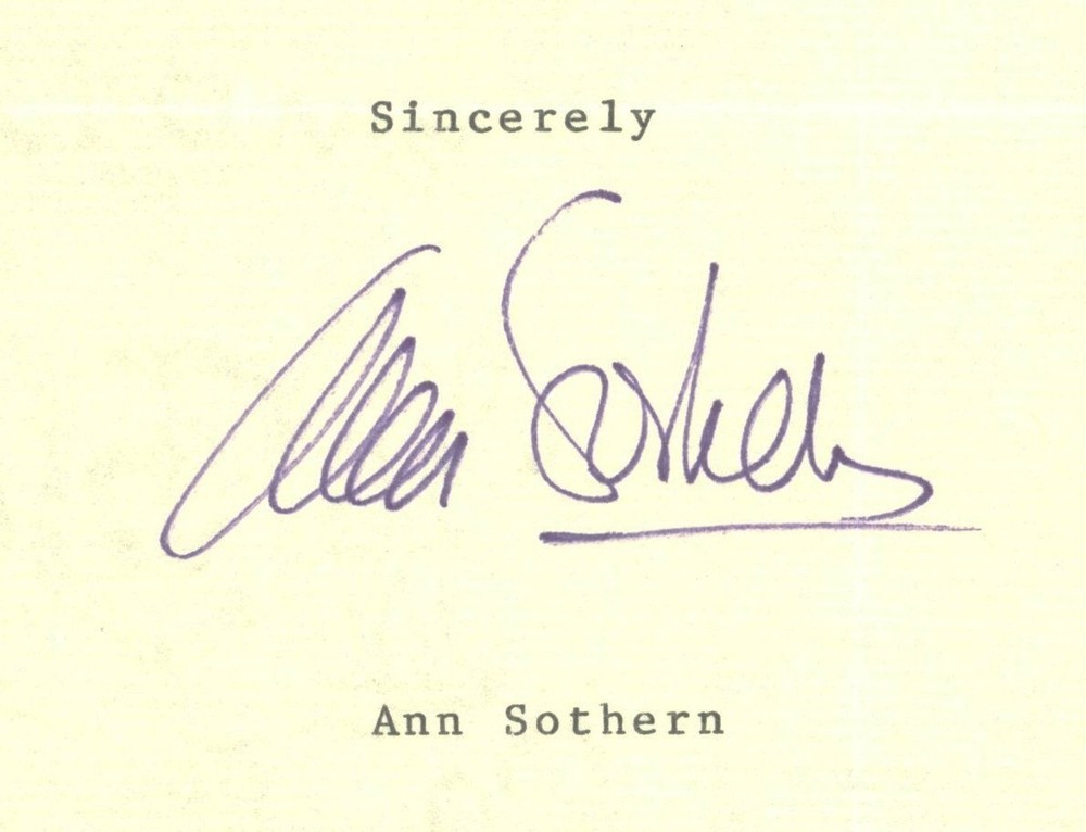 Ann Sothern Signed Letter