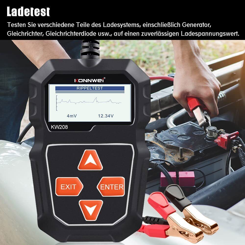 KW208 12V 100-2000CCA Car Battery Tester Load Cranking Charging System Analyzer