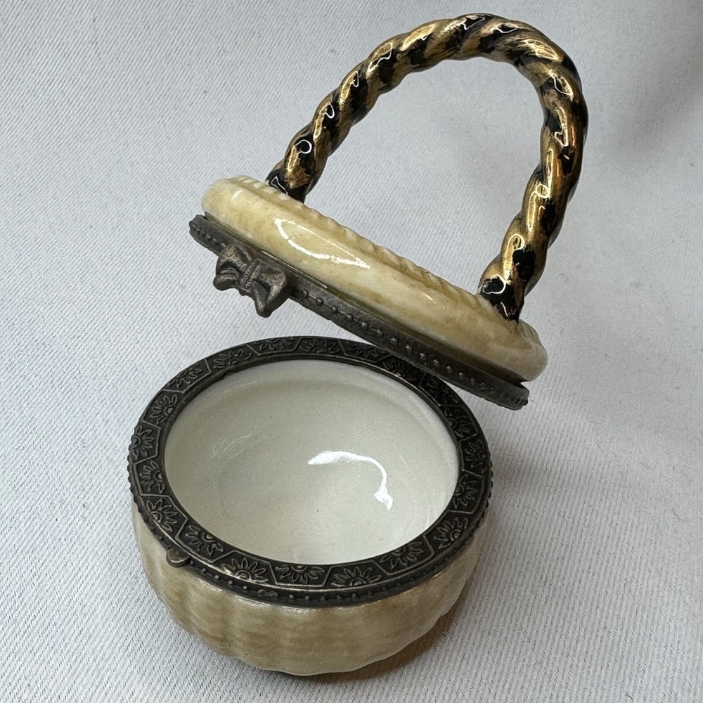 Picnic Basket Enamel Painted Trinket Box