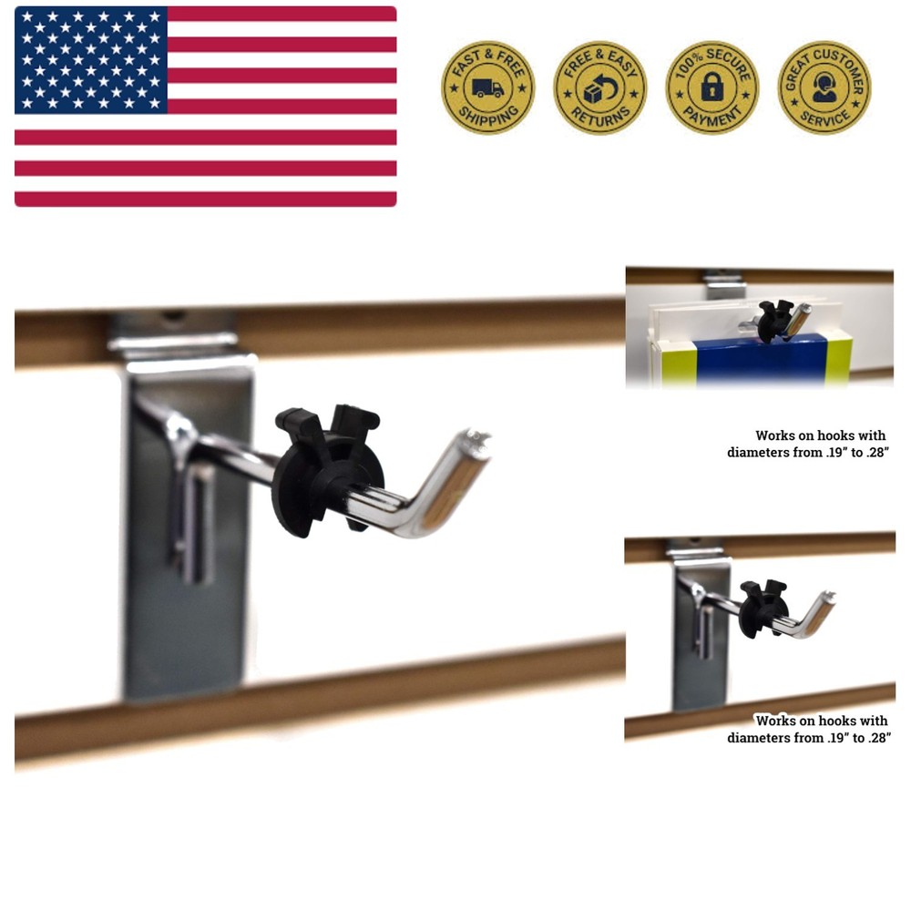 Black Peg Hook Stoppers, Squeeze & Pinch Inventory Control Clips to Help Keep...