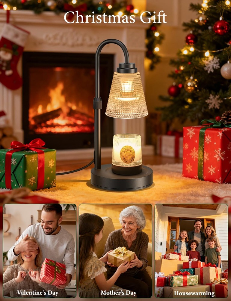 Candle Warmer Lamp with Timer Dimmable, Adjustable Height for Jar Candles