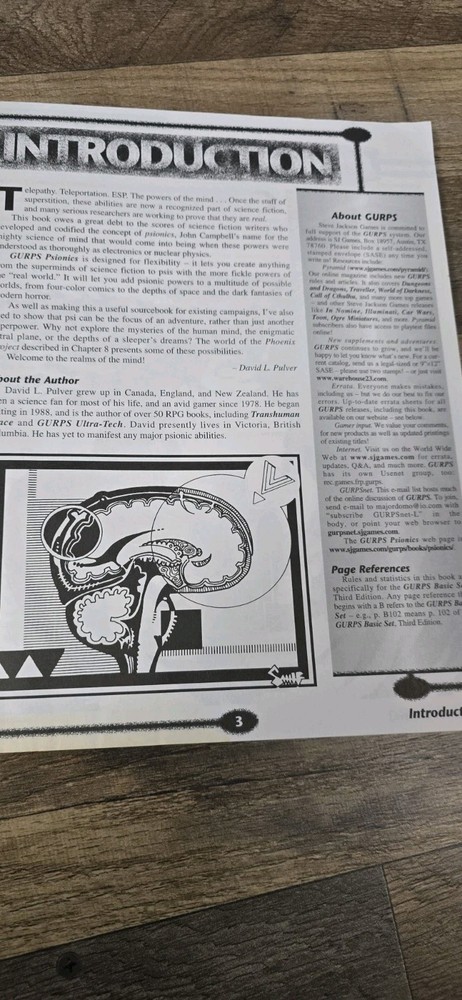 GURPS Psionics - Steve Jackson Games - Paperback Pre Owned