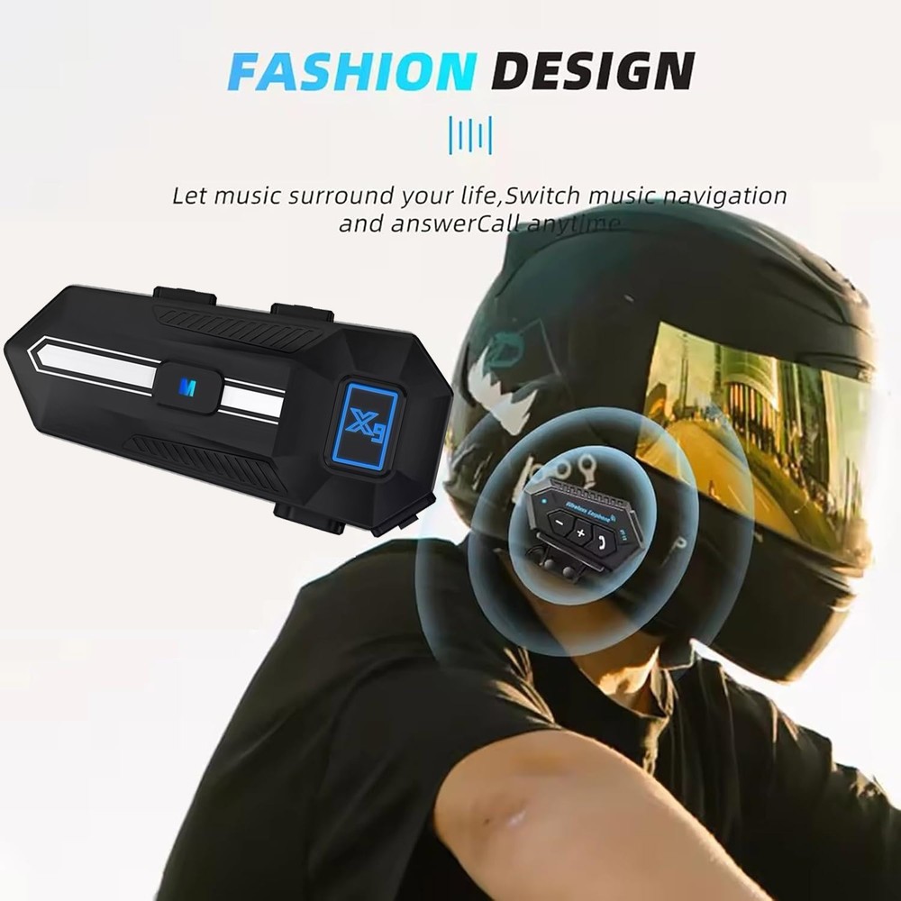 Waterproof Motorcycle Helmet Headset Wireless Bluetooth Headphone Bluetooth 5.3