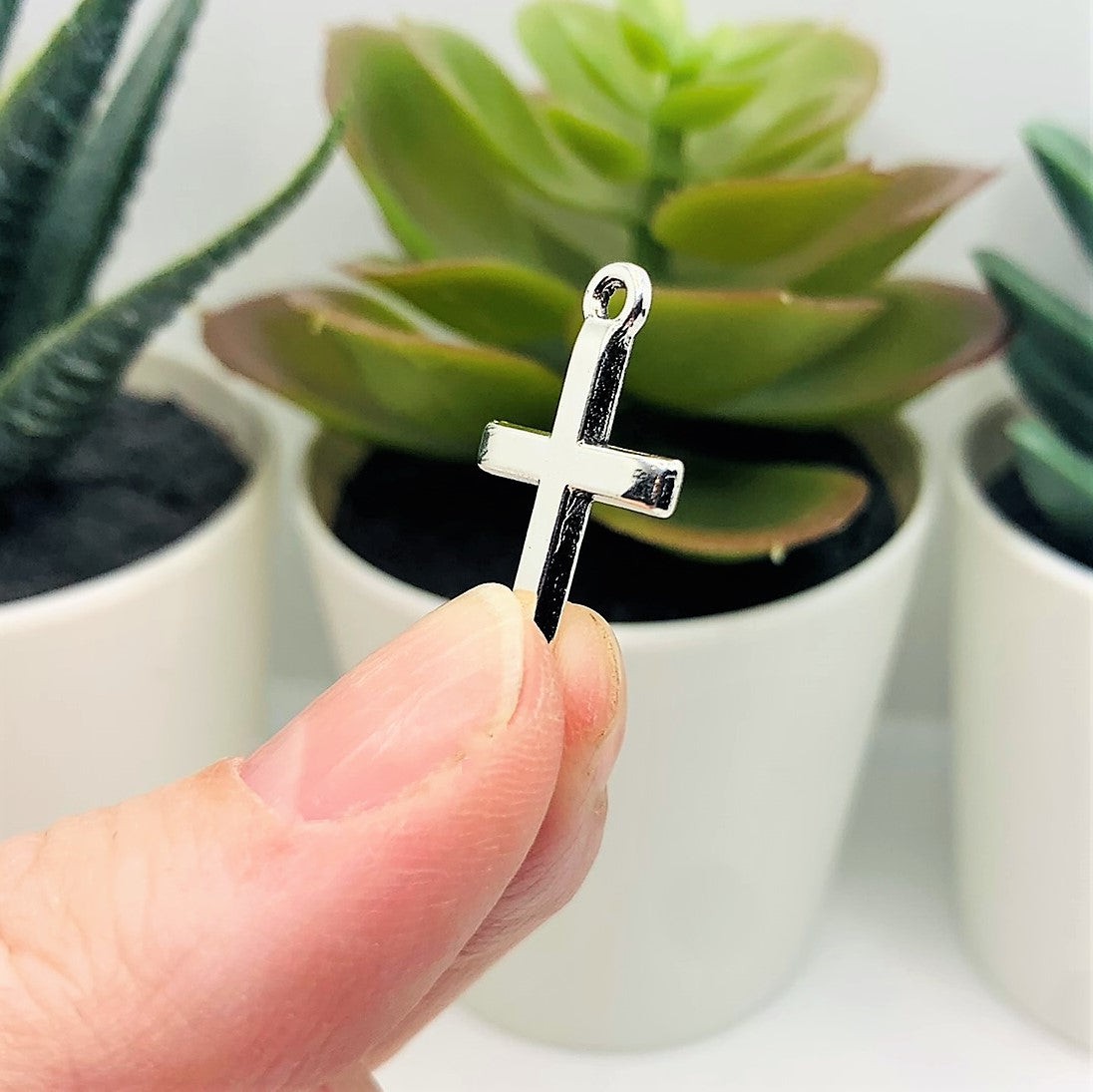 Silver Simple Cross Charms, 24x14mm - US Seller
