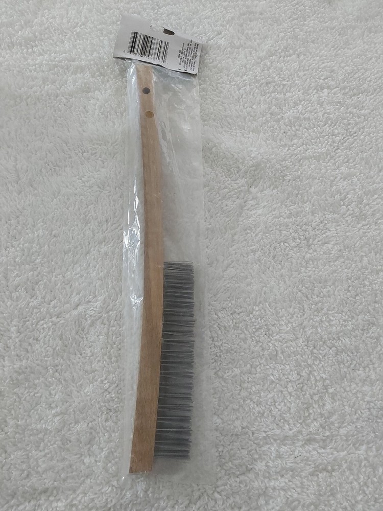 Wooden Wire Brush Remove Rust Clean 14"
