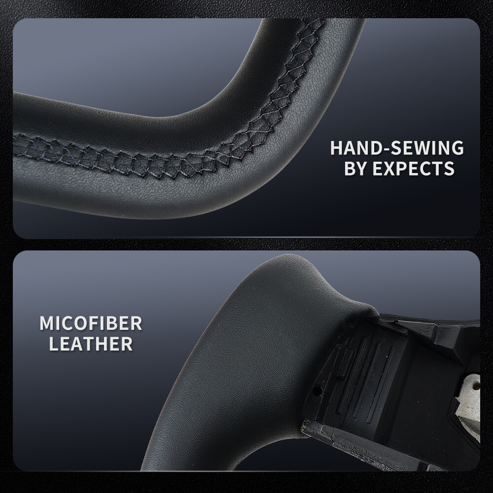 Yoke Steering Wheel For Tesla Model 3 Model Y 16-22 with Heated Black Leather