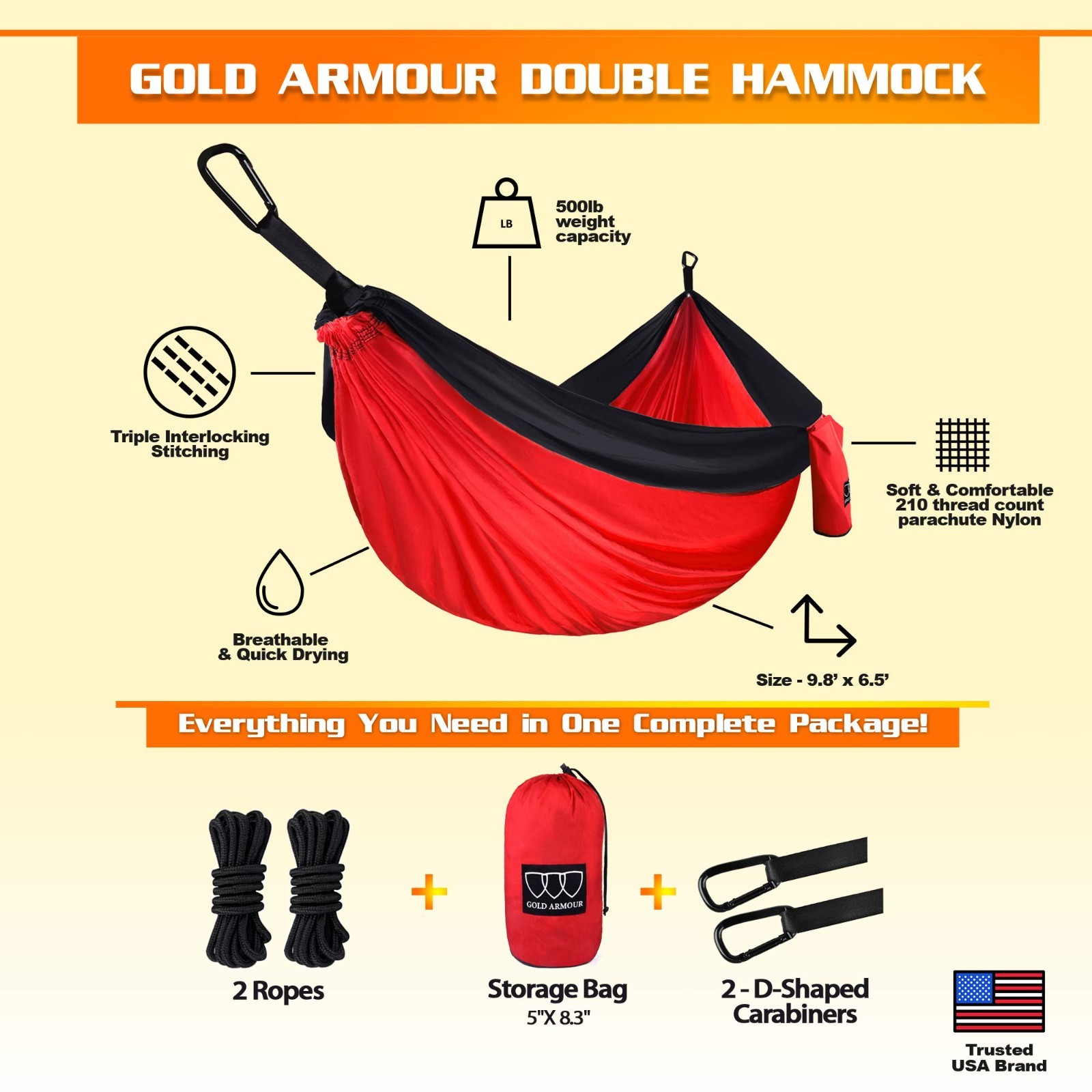 Double Person Hammock with Ropes for Outdoor Camping Adventures