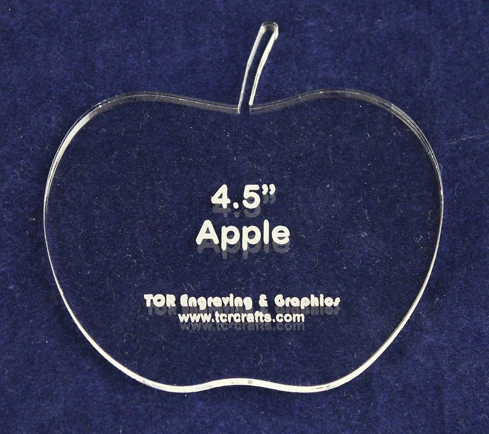 Apple 4 1/2" Height & Width - Clear 1/4" Thick Acrylic