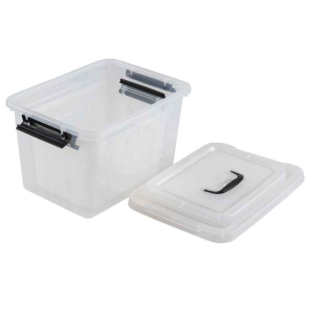 2 Pack Clear Plastic Storage Box, Latching Bin with Lid and Handle (12 Quart ...