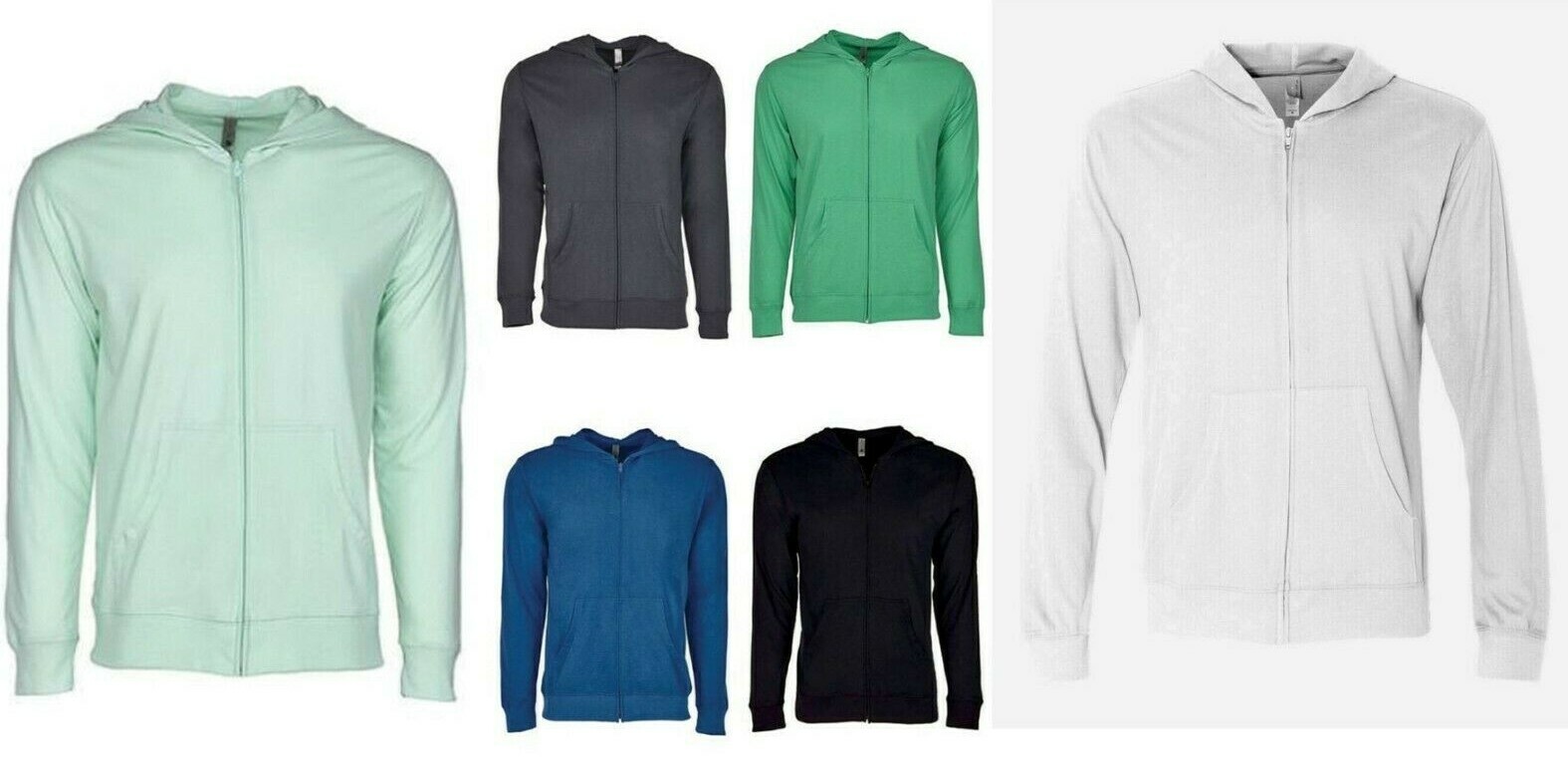 Men's Sweatshirt Hoodie Lightweight "NEXT LEVEL" Full Zip Hooded Jacket -Unisex