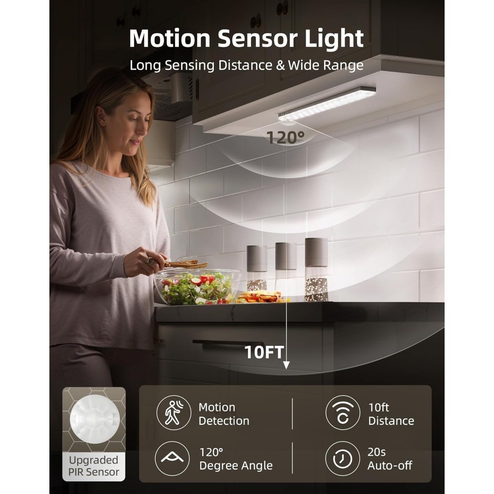 6-Pack Under Cabinet Lighting with Charging Station, Wireless Motion Sensor