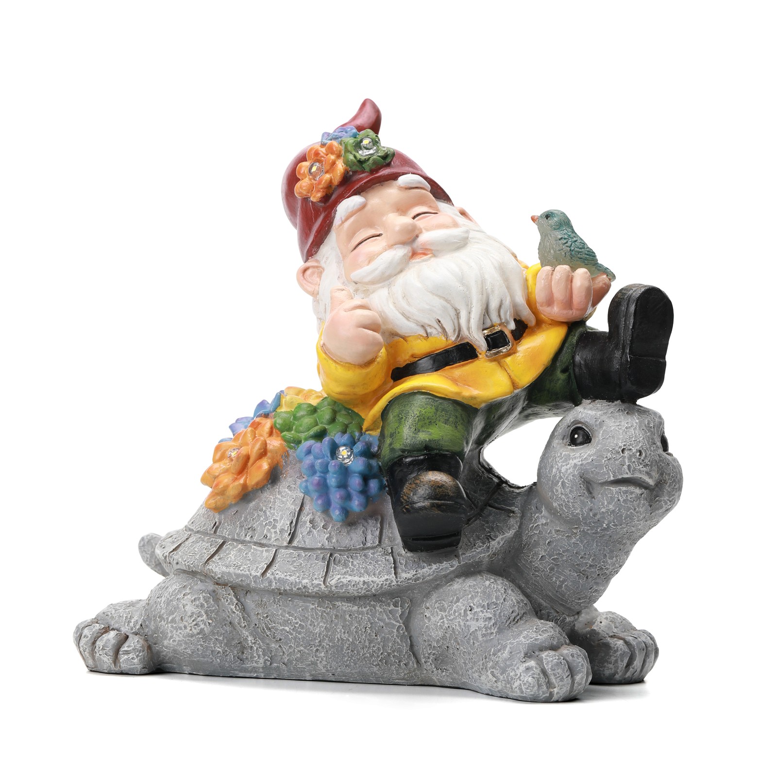 Solar-Powered Garden Gnomes: Turtle & Flower Statues for Outdoor Decor 🌞🏡✨