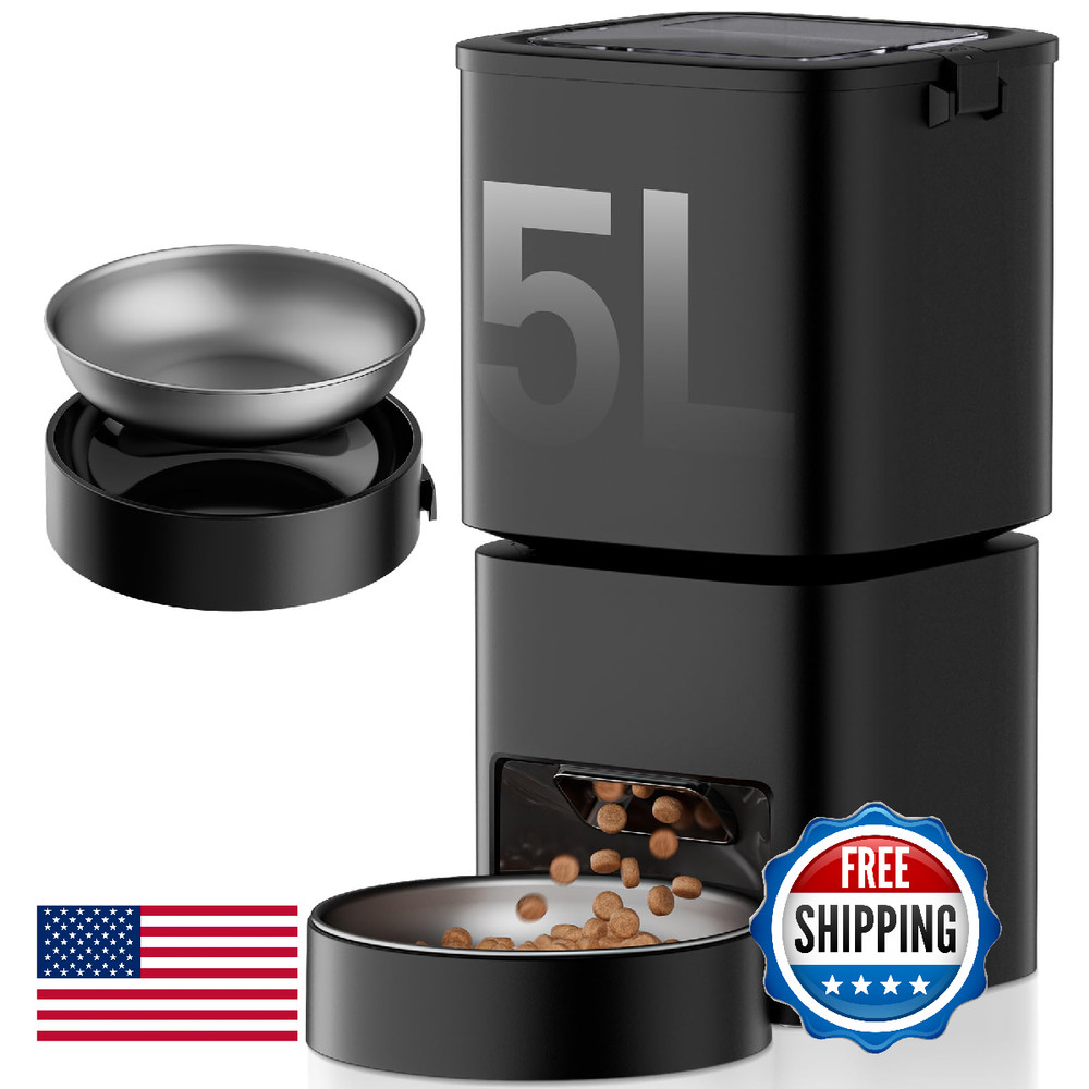 Automatic Cat Feeder, 5L/21 Cup Timed Automatic Pet Feeder, Dual Power Auto Dog