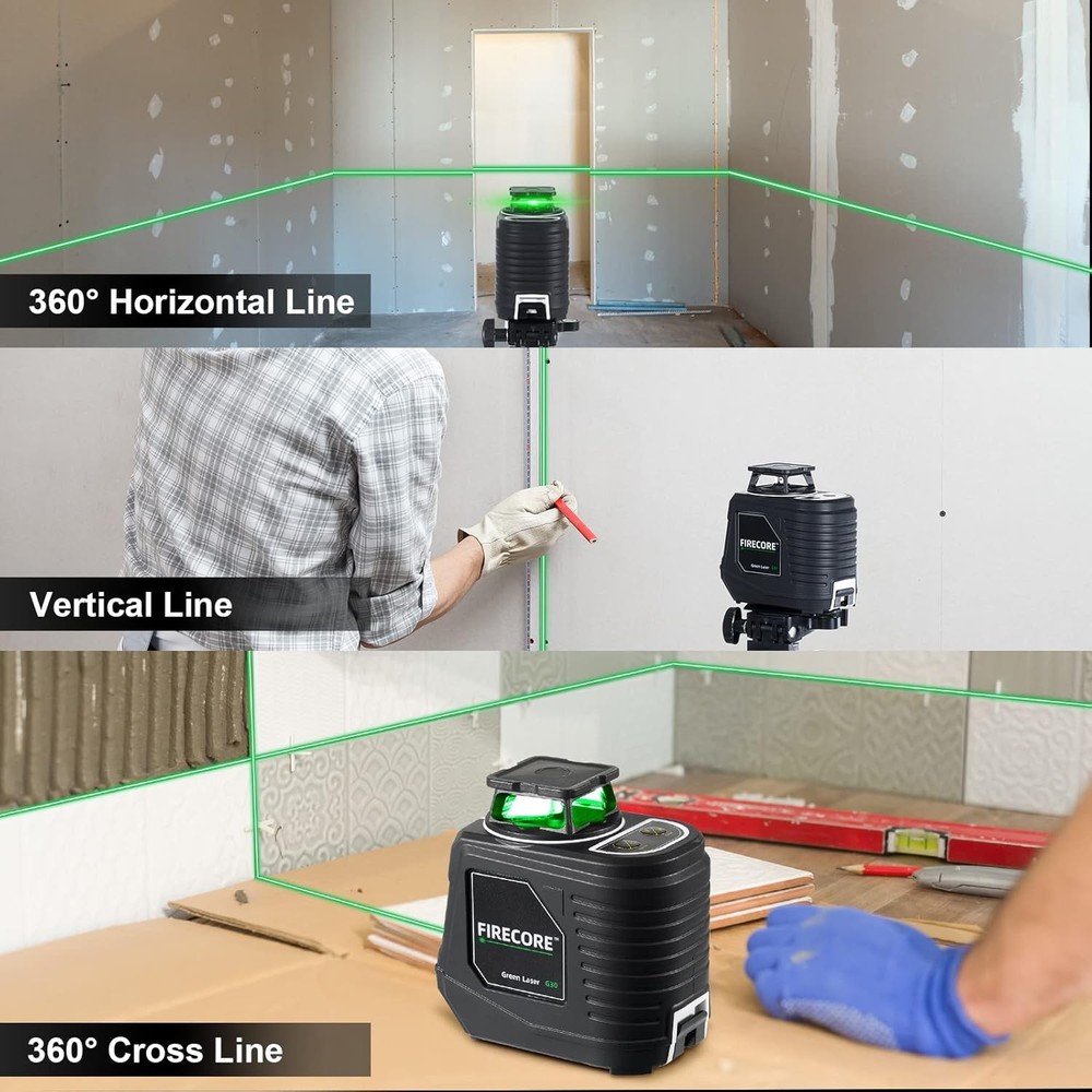 Laser Level with Tripod, Firecore 360° Self Leveling Laser Level with Pulse Mod