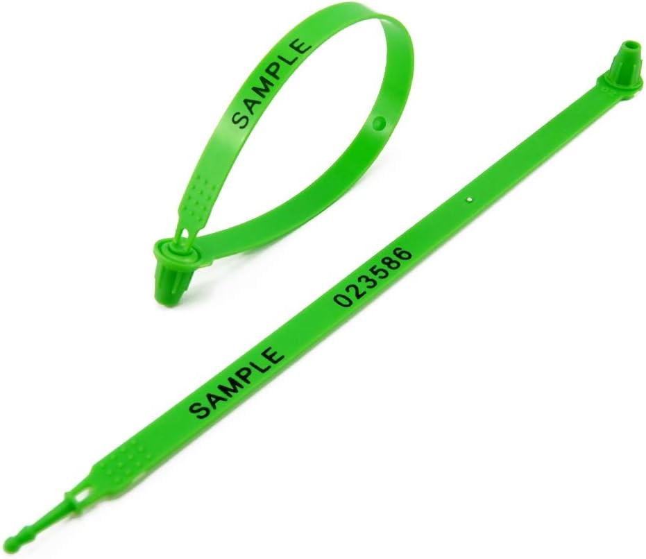 100 Numbered Plastic Security Tamper Proof Trailer Seals - 100, Green