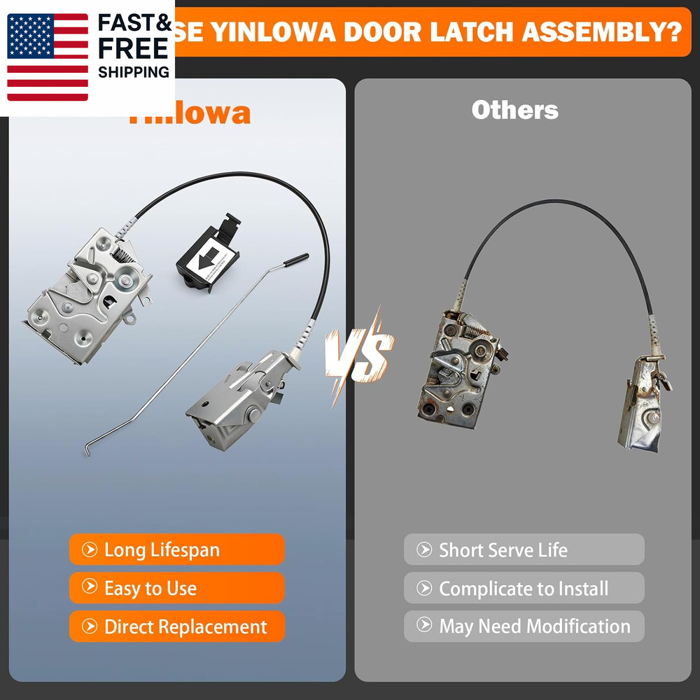 Front Left Driver Side Door Latch Lock Assembly with Actuator Motor Cable Rod Ki