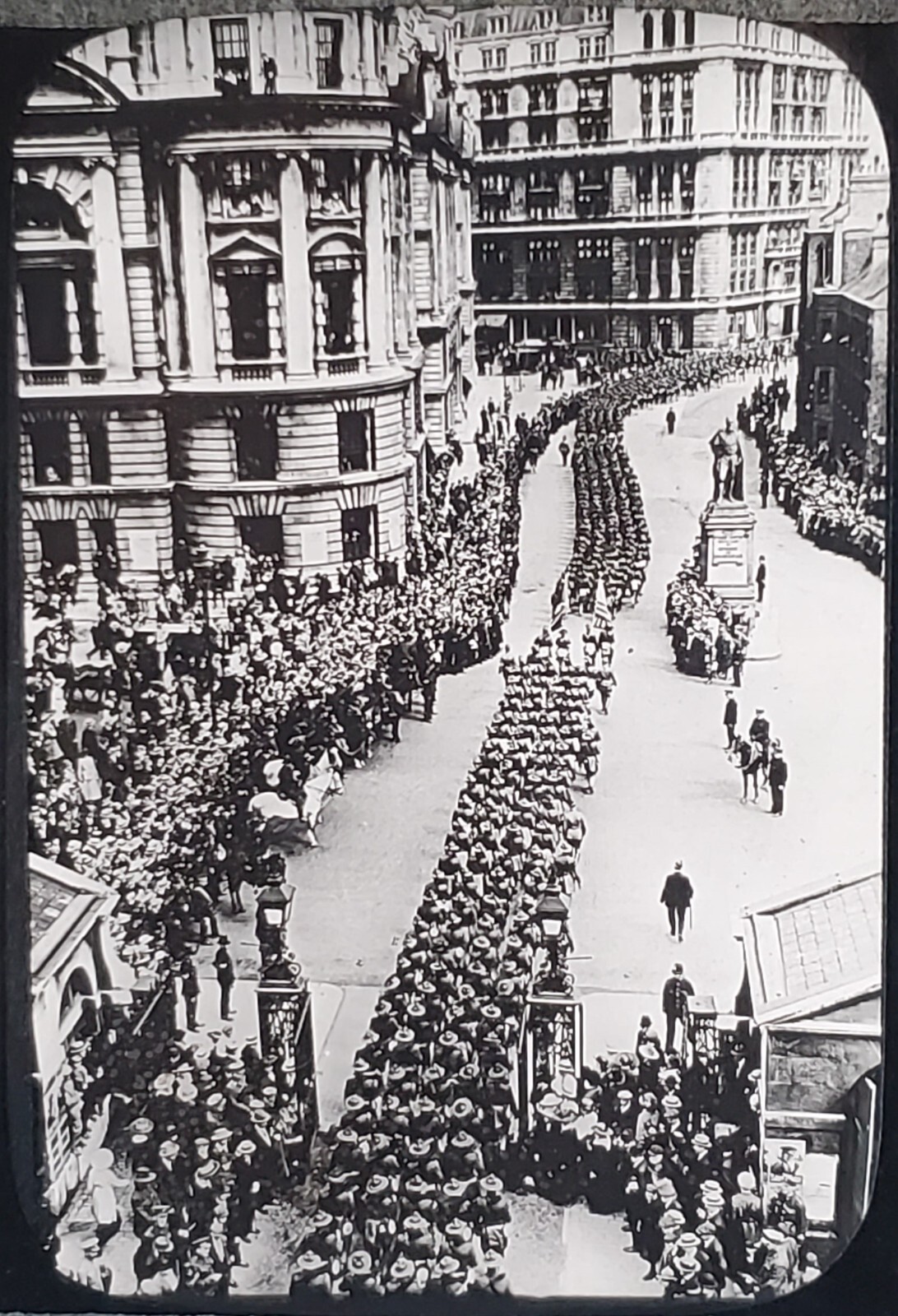 WWI, American Contingent Marching Through London, Magic Lantern Glass Slide