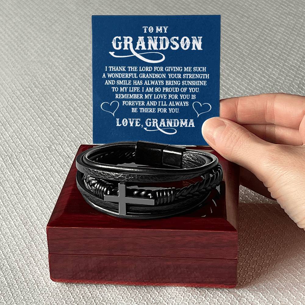 Grandson Gift, Multi Layer Men's Leather Bracelet Gift