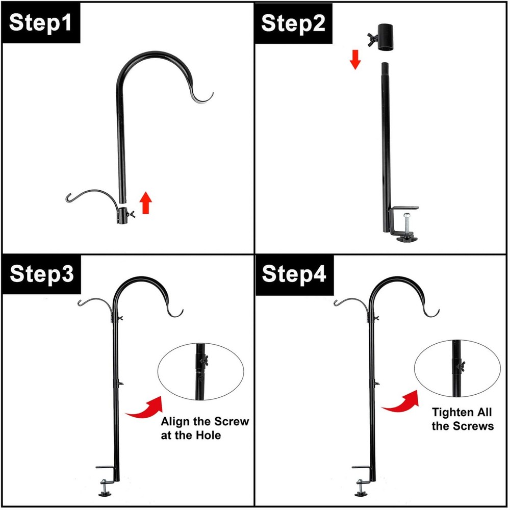 WOSIBO Three Span Deck Hook, 37 Inches Deck Bird Feeder Pole, Hanging Baskets...