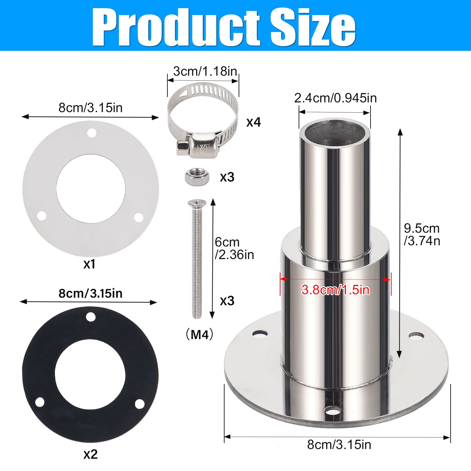 Thru Hull Exhaust Fitting 24mm 316 Stainless Steel For Diesel Parking Heaters US