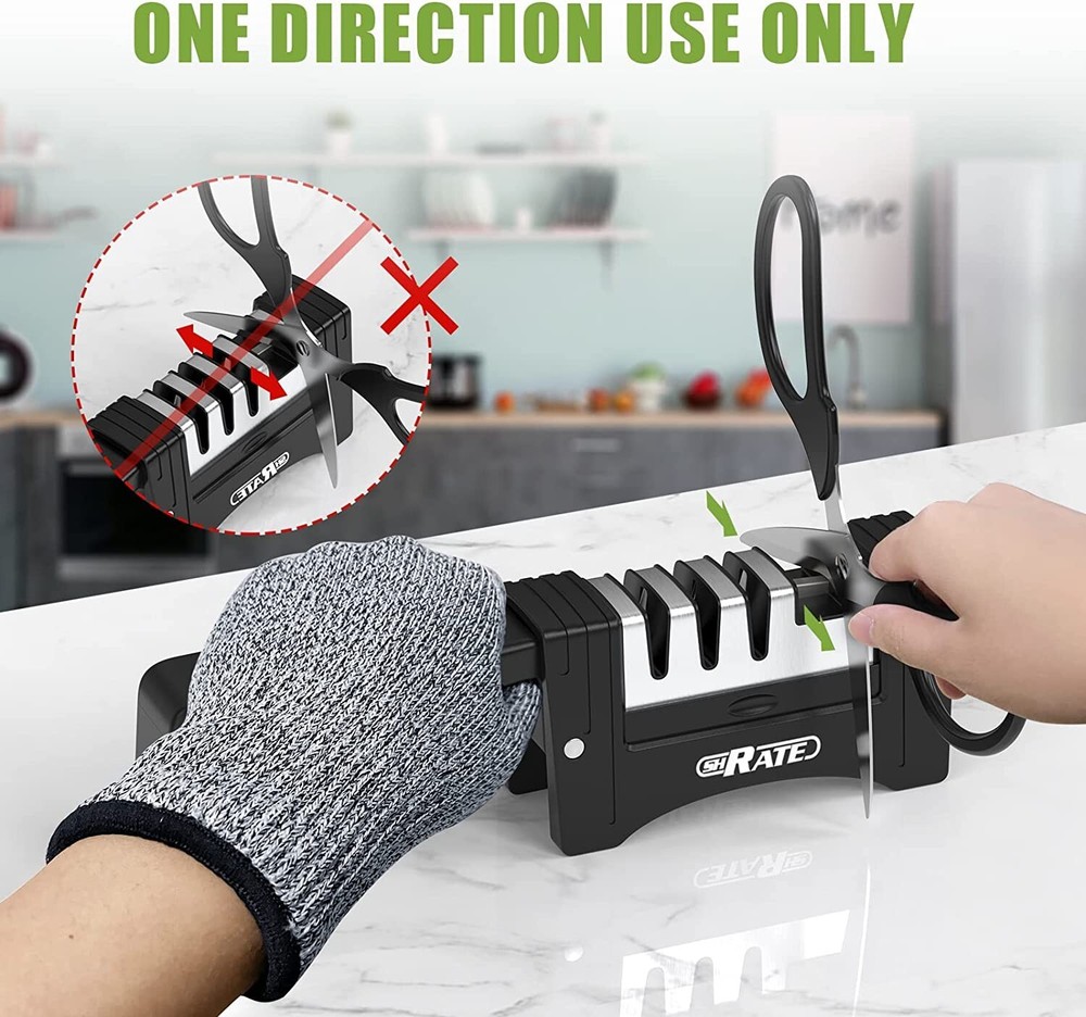 4-in-1 Foldable Knife Sharpener Scissors Sharpening Tool AND Cut-Resistant Glove