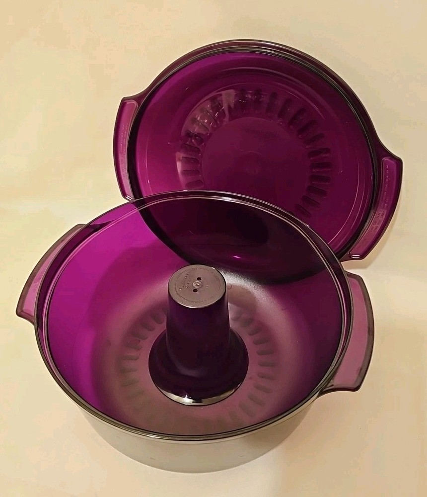 Vintage Tupperware Tupperwave Cranberry 3 Piece Microwave Stack Cooker Set